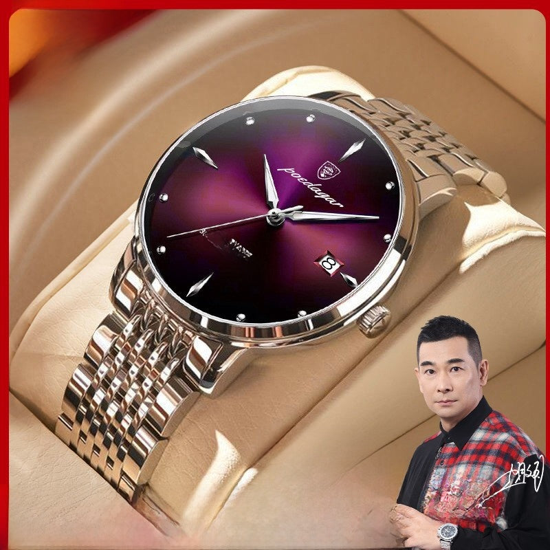Men's Automatic Quartz Watch with Stainless Steel Band