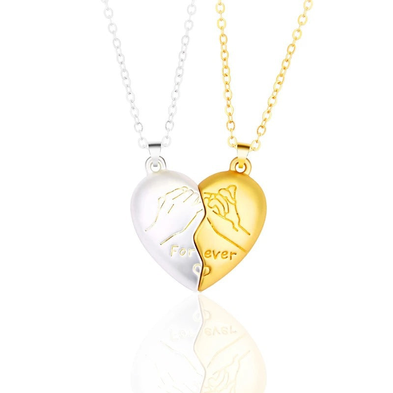 Lagou Heart-Shaped Couple Necklace with Magnetic Pendant
