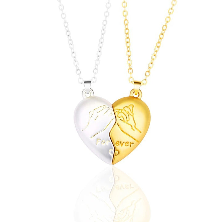Lagou Heart-Shaped Couple Necklace with Magnetic Pendant