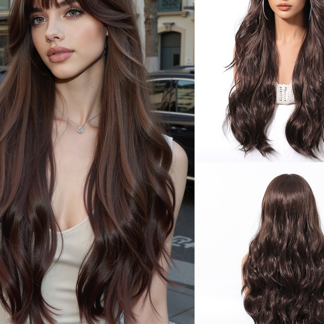 Long Curly Hair Wig with Bangs
