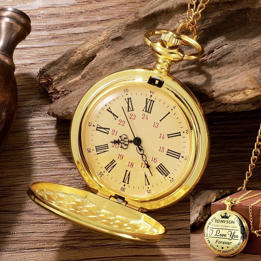 Retro Flip Top Pocket Watch with Necklace