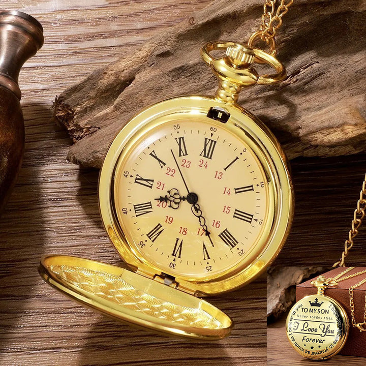Retro Flip Top Pocket Watch with Necklace