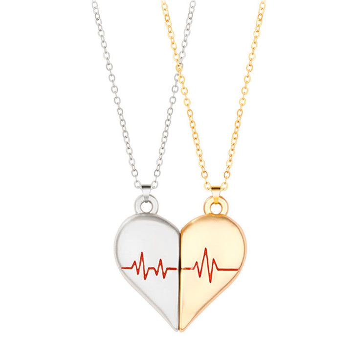 Lagou Heart-Shaped Couple Necklace with Magnetic Pendant