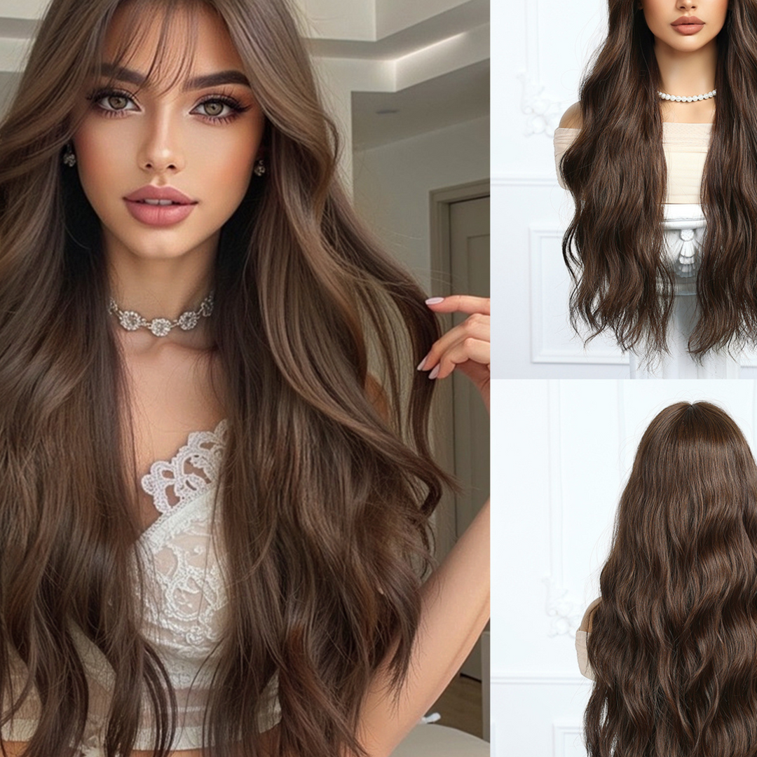 Long Curly Hair Wig with Bangs