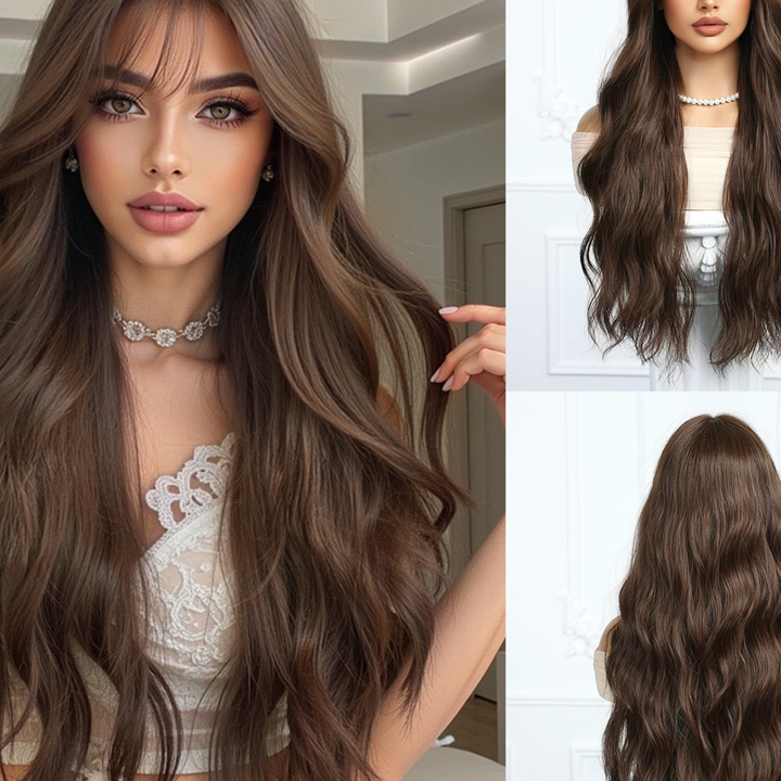 Long Curly Hair Wig with Bangs