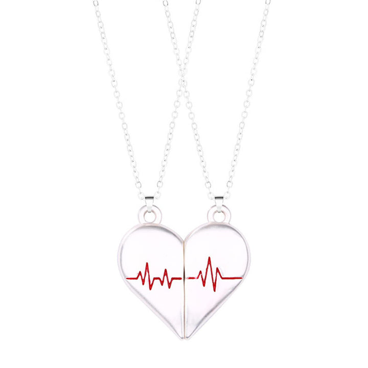 Lagou Heart-Shaped Couple Necklace with Magnetic Pendant