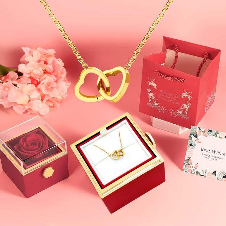 EverTwine™ Double Heart Rotating Necklace Gift Set
