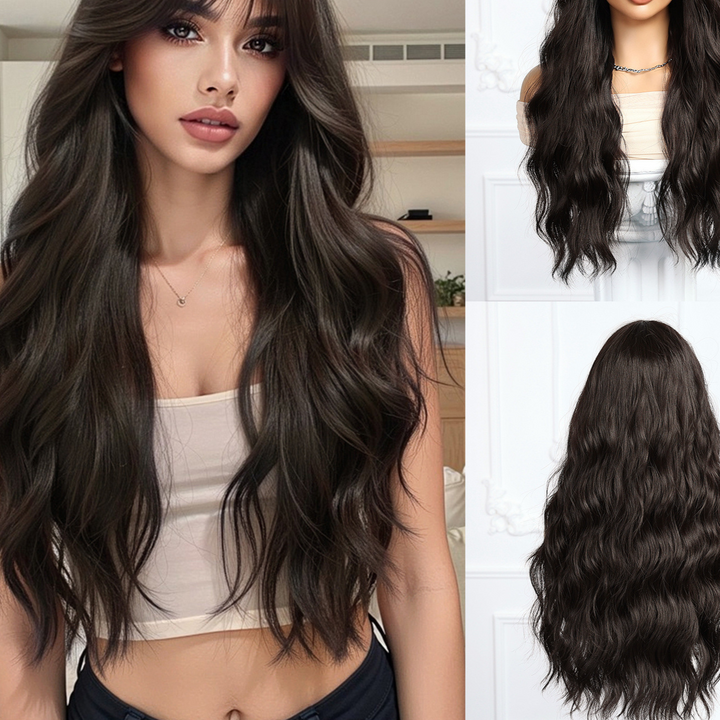 Long Curly Hair Wig with Bangs