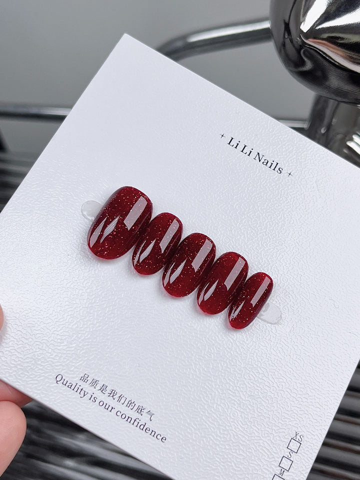 Reusable Handmade Nail Art Patches with Red Diamonds