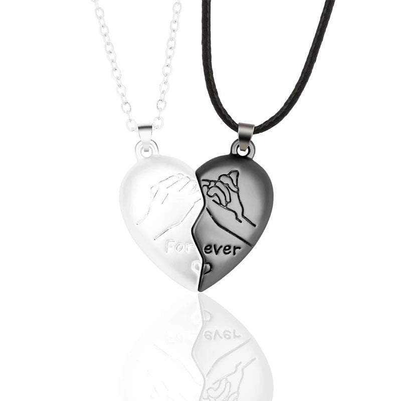 Lagou Heart-Shaped Couple Necklace with Magnetic Pendant