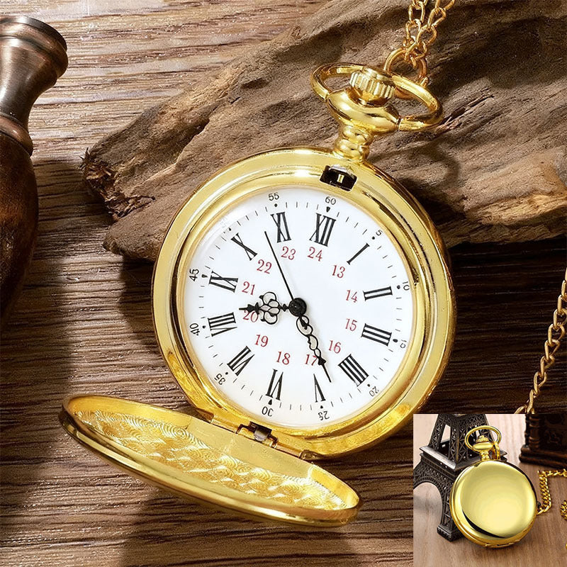 Retro Flip Top Pocket Watch with Necklace