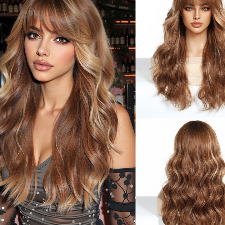 Long Curly Hair Wig with Bangs