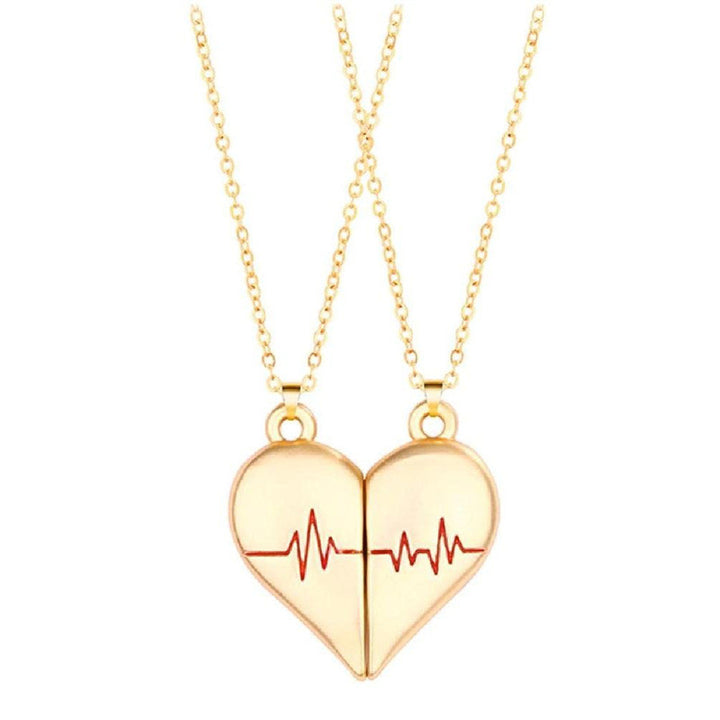Lagou Heart-Shaped Couple Necklace with Magnetic Pendant