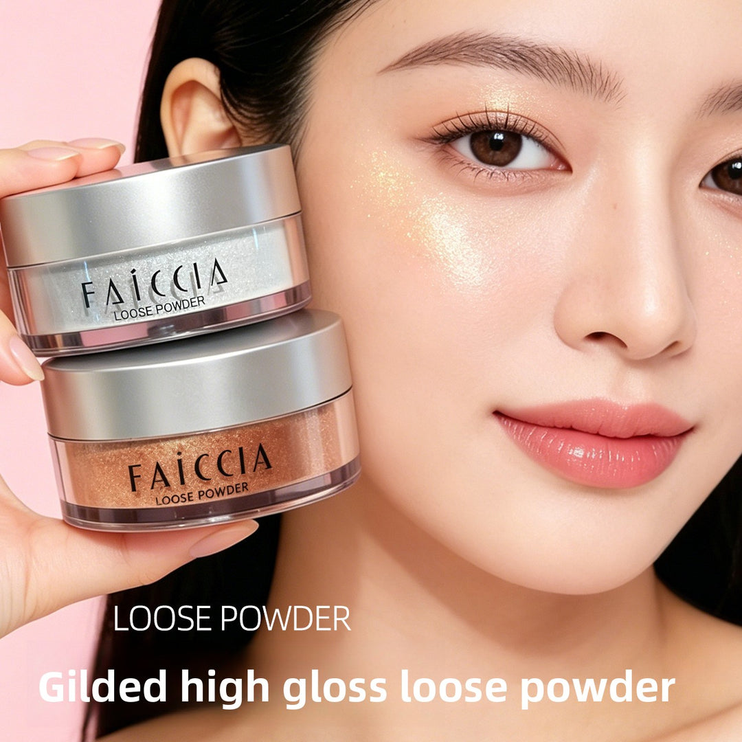Highlighter Powder with Fine Shimmer for a Radiant, Dewy Complexion,