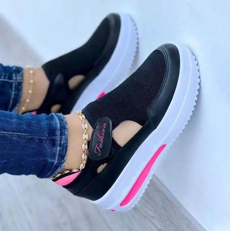 Breathable Mesh Platform Shoes with Velcro