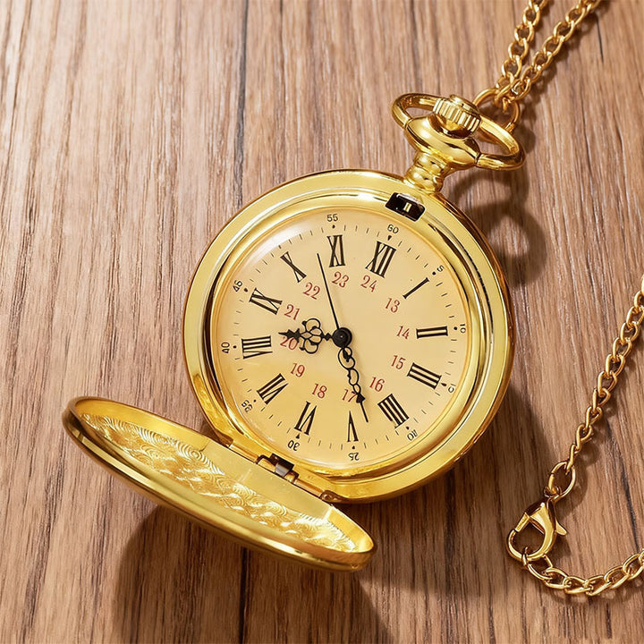 Retro Flip Top Pocket Watch with Necklace
