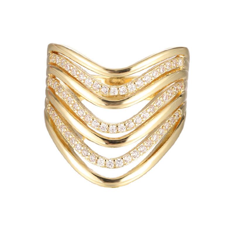 LunaSpark™ Geometric Hollow Zircon Stackable Ring for Women