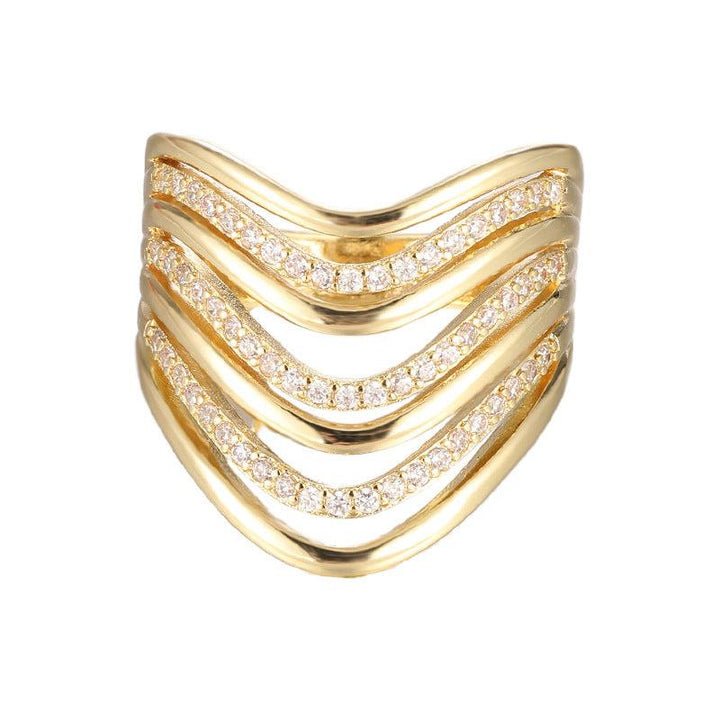 LunaSpark™ Geometric Hollow Zircon Stackable Ring for Women